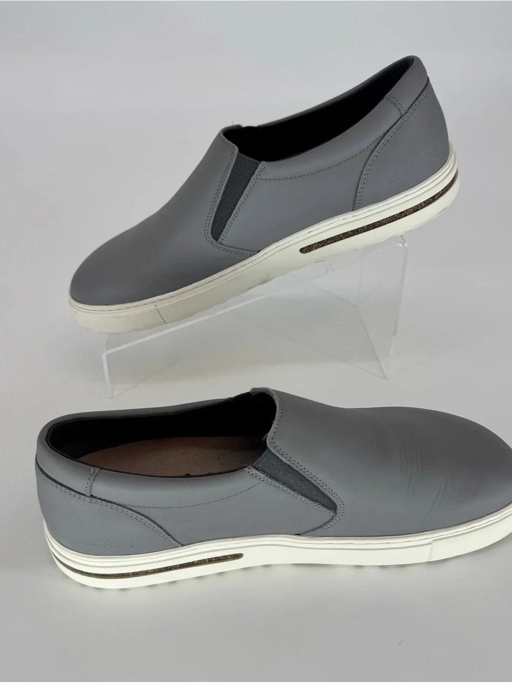 Birkenstock Men's Slip-On Loafer - Gray Leather Size 10.5